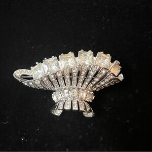 Early Eisenberg Sterling Silver Rhinestone Brooch 1940s Collector’s Piece